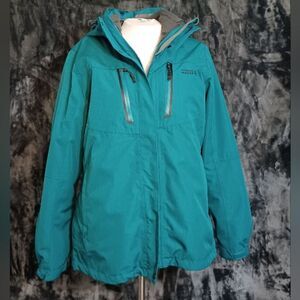 Outdoor Masters Jacket Green/Blue Ski Jacket 3 N 1  Large